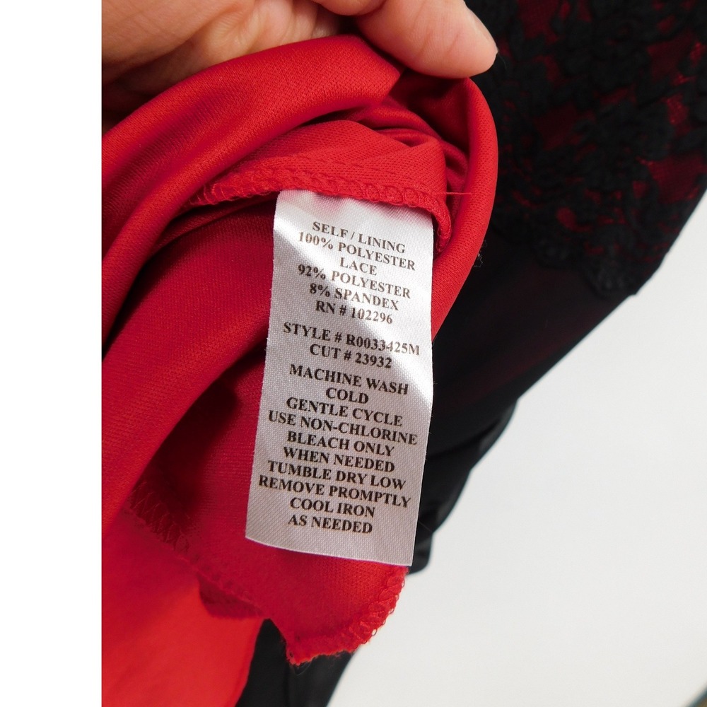 Vintage Connected Black Red Chiffon Lace Whimsigoth Midi Dress Women's Size 8 - Picture 5 of 5